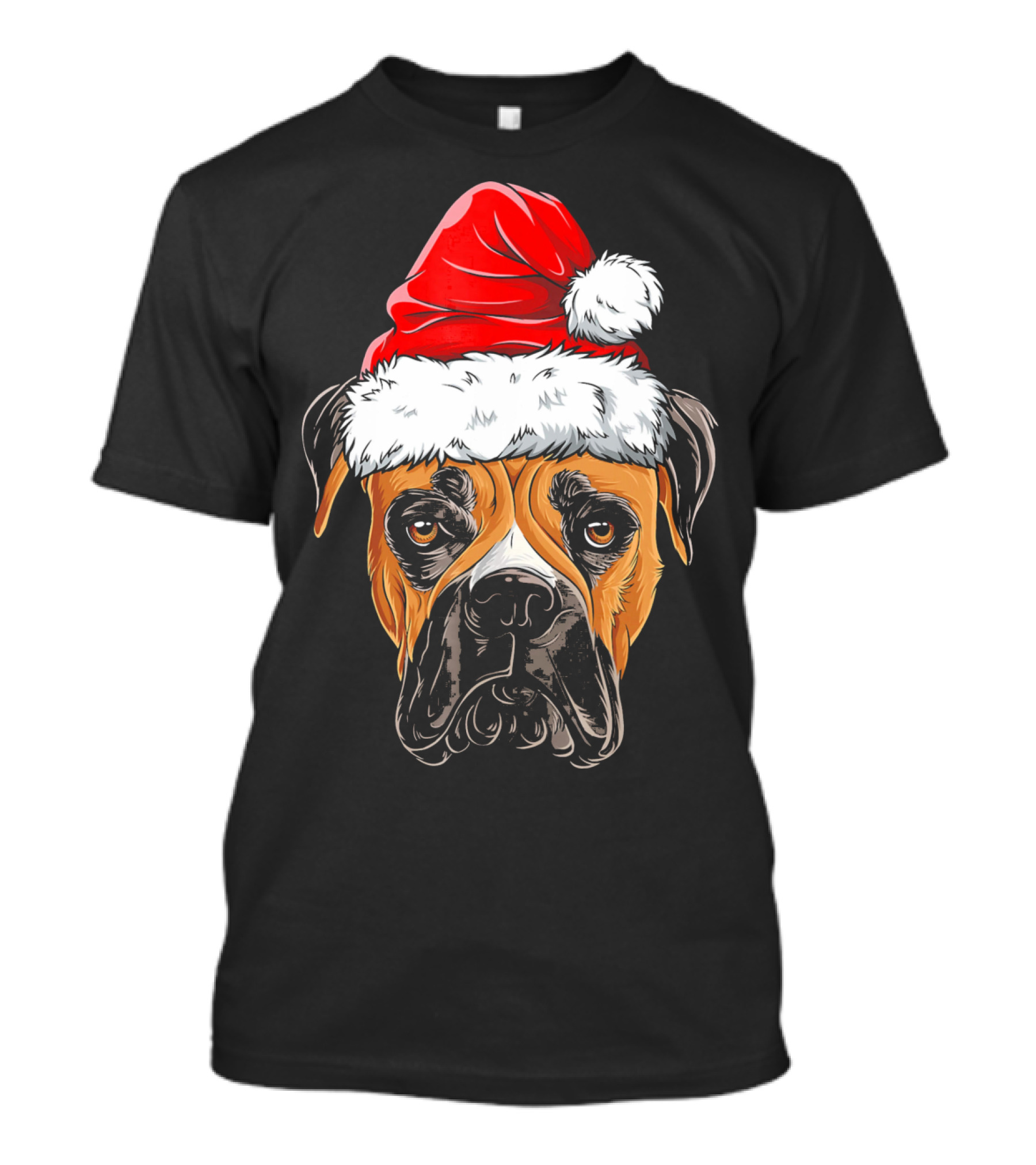 Boxer Dog Wearing Santa Hat T-Shirt