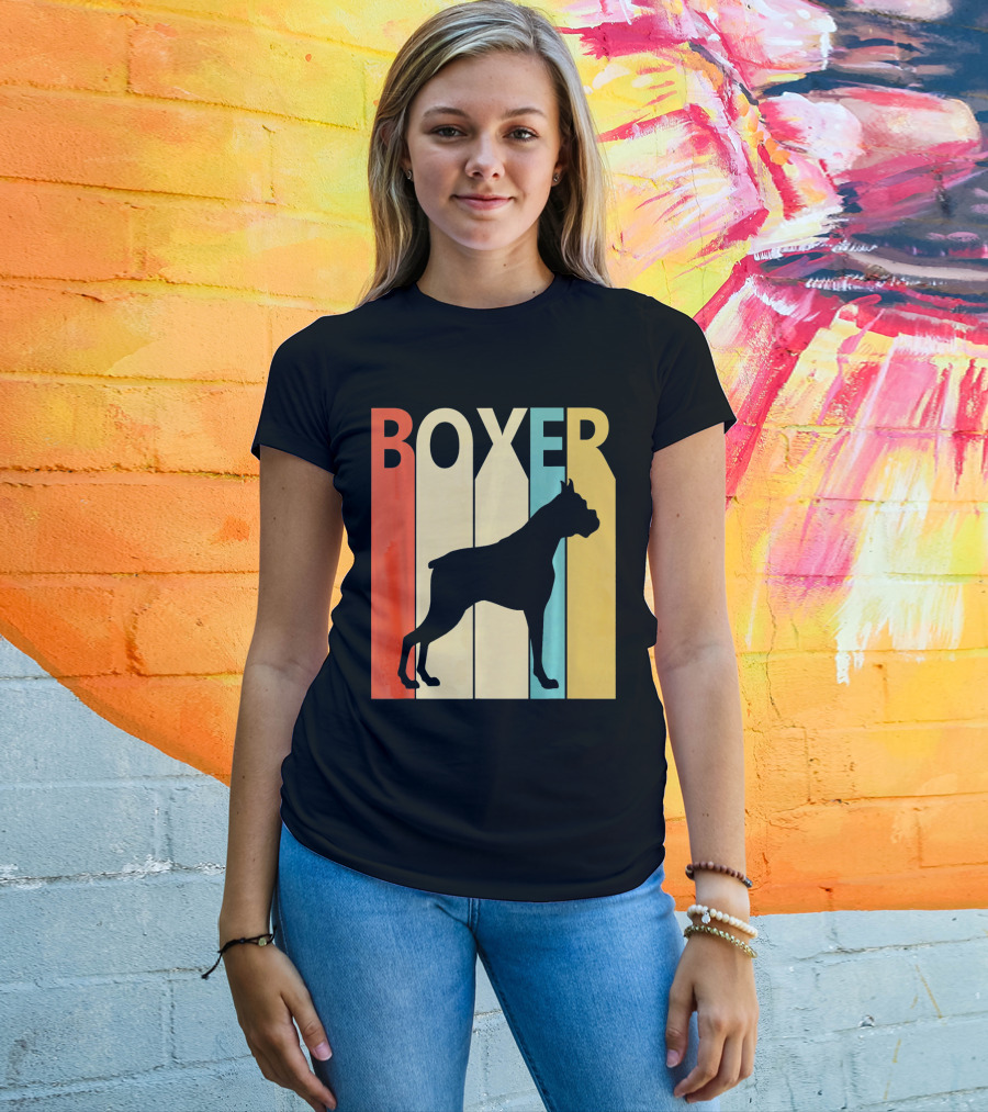 Boxer Retro Style Silhouette For Dog Dad Or T-Shirt