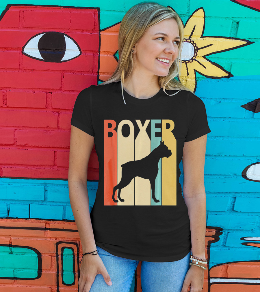 Boxer Retro Style Silhouette For Dog Dad Or T-Shirt