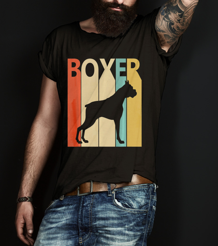 Boxer Retro Style Silhouette For Dog Dad Or T-Shirt