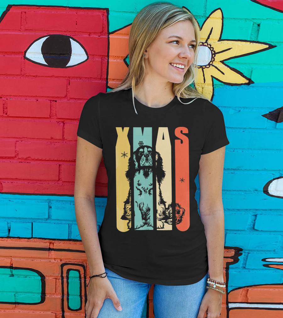 Xmas Cavalier King Dog Vintage T-Shirt