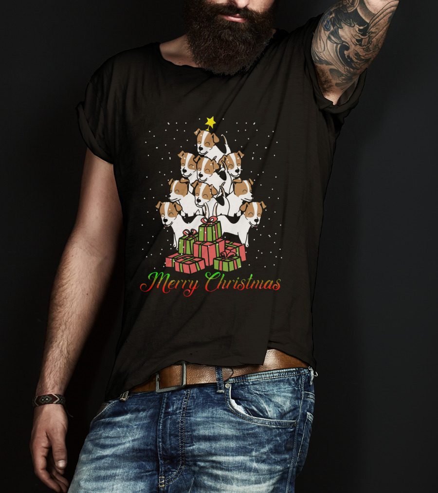 Merry Christmas Jack Russell Terrier Tree With Gifts T-Shirt