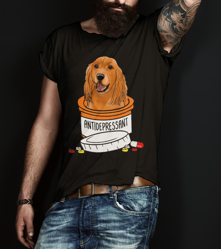 Cocker Spaniel Antidepressant Medicine In Pill Bottle T-Shirt