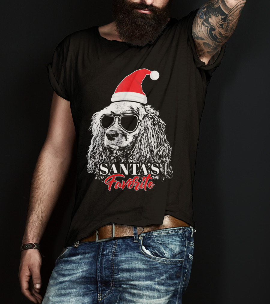 Cocker Spaniel Santa's Favorite Christmas Hat Sunglasses T-Shirt