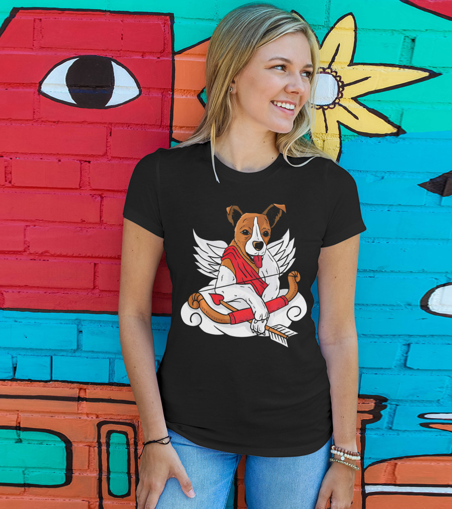 Cupid Jack Russell Terrier With Bow And Arrow For Dog Lovers T-Shirt
