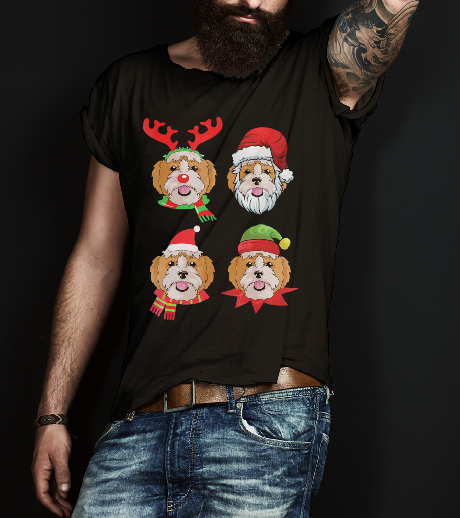 Cute Shih Tzu Christmas Santa Dog Reindeer Holiday Hats T-Shirt