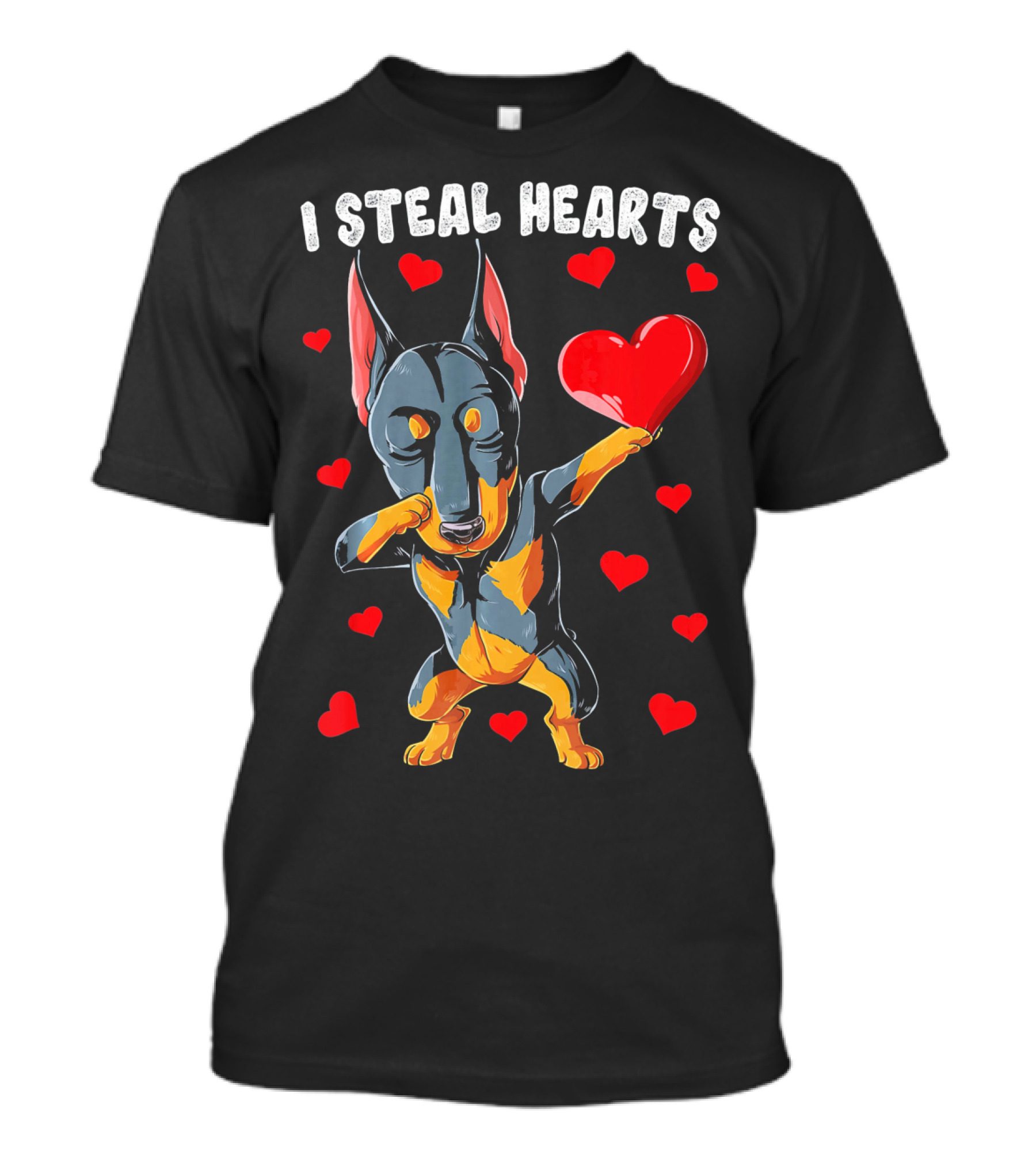 Dabbing Doberman I Steal Hearts Cute Heart-Loving Dogs T-Shirt
