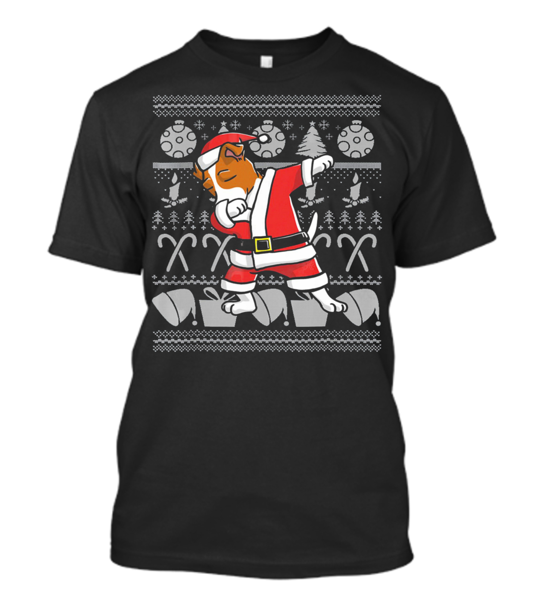 Dabbing Jack Russell Terrier Santa Ugly Christmas T-Shirt