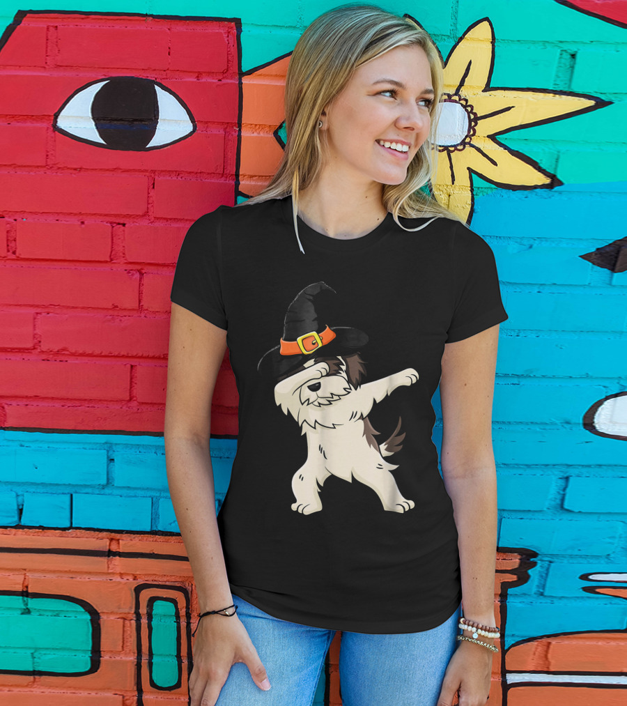 Dabbing Shih Tzu In Witch Hat Halloween T-Shirt
