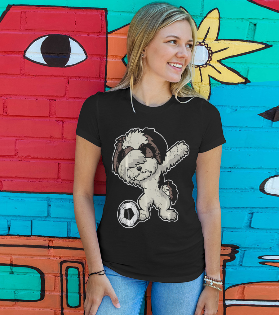 Dabbing Shih Tzu Soccer Dog With Ball T-Shirt
