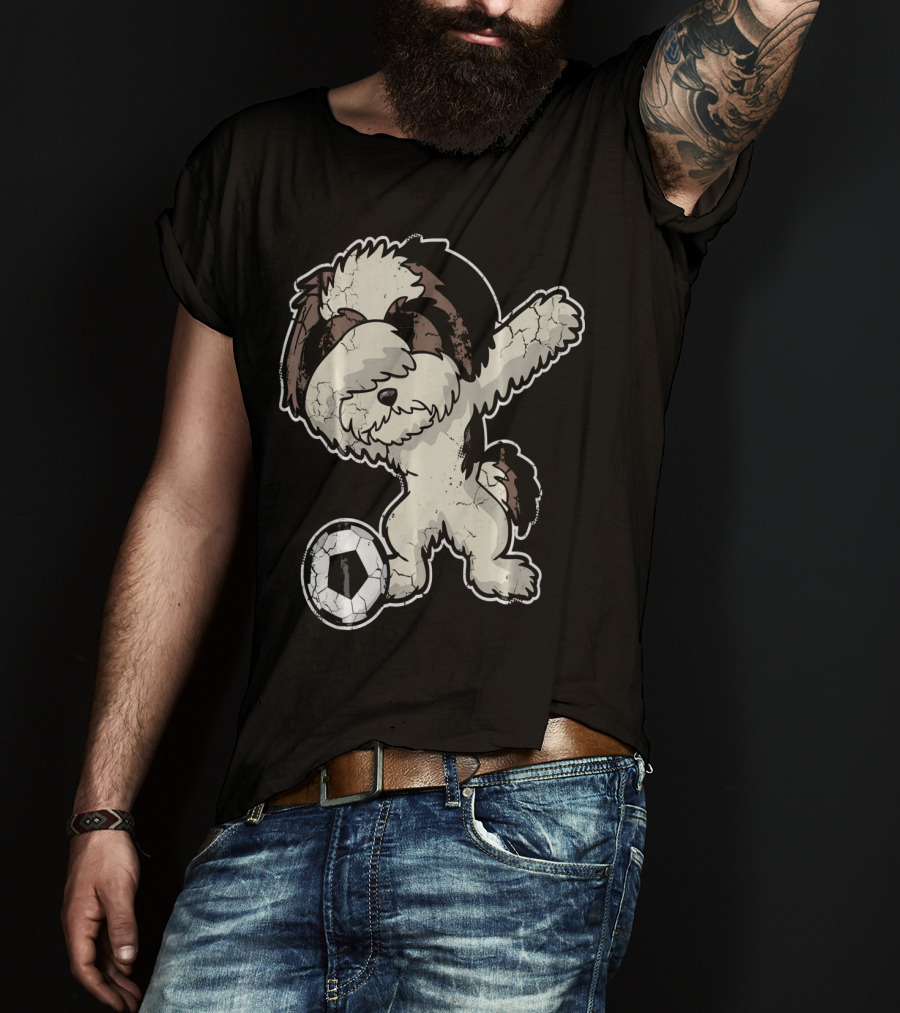 Dabbing Shih Tzu Soccer Dog With Ball T-Shirt