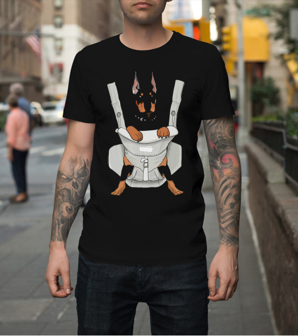 Shirt: Carrier Doberman with Cartoon Baby Harness T-Shirt Carrier Doberman with Cartoon Baby Harness T-Shirt