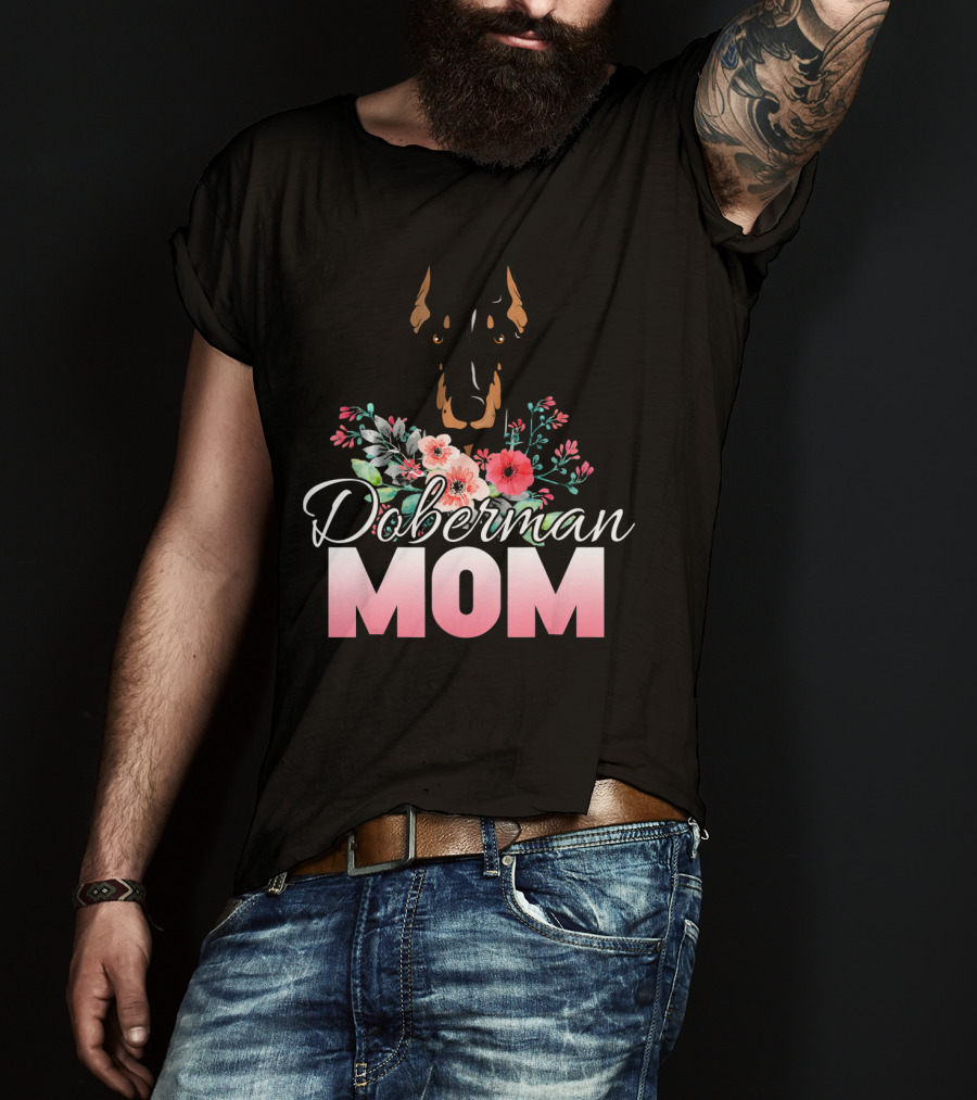 Doberman Mom Floral T-Shirt