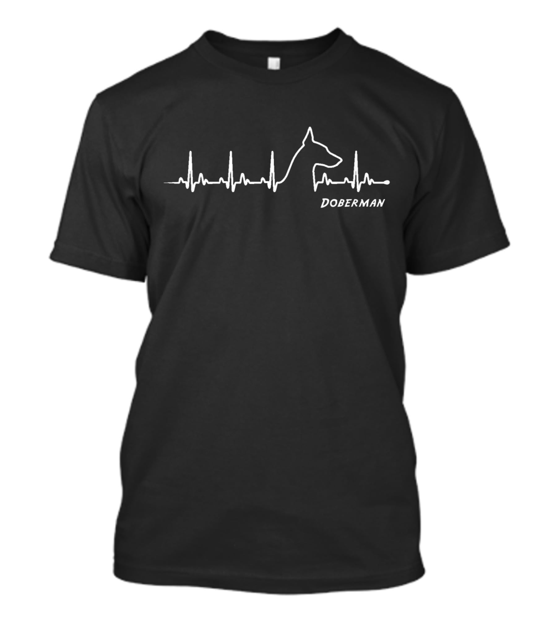Doberman Heartbeat Line Art Outline T-Shirt