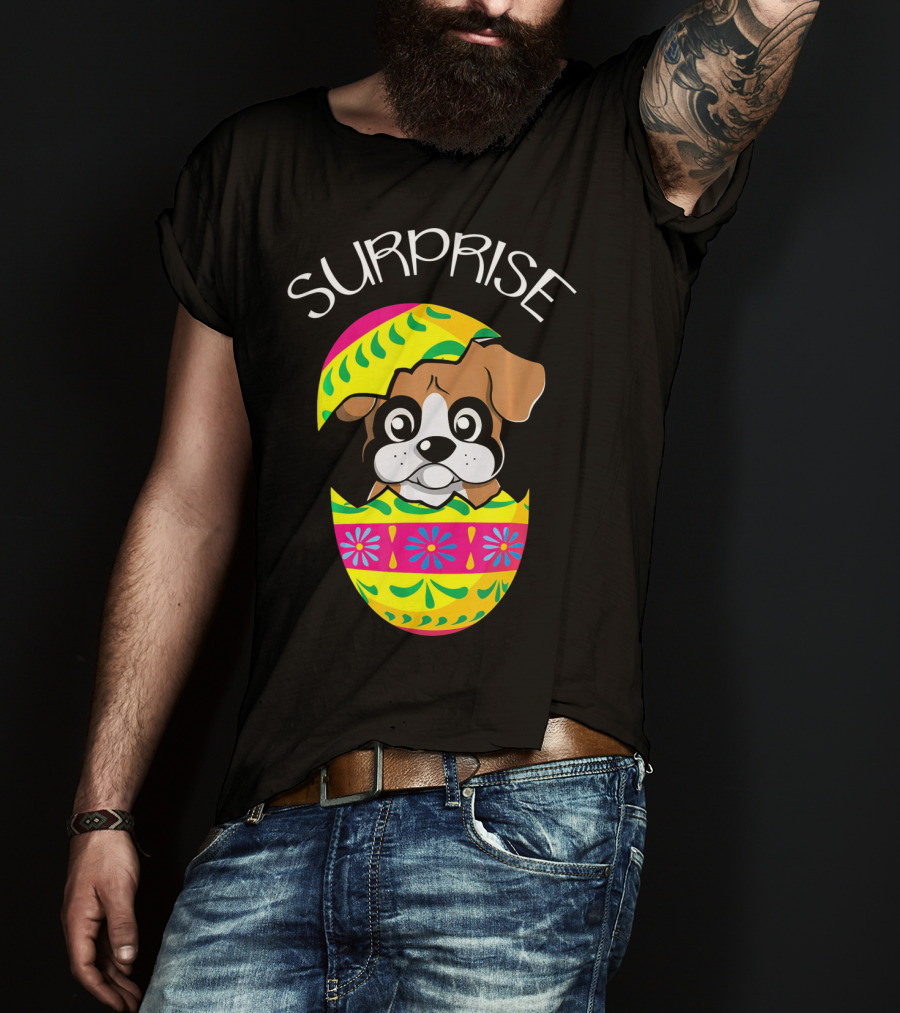 Surprise Funny Cute Puppy Boxer Hatches Easter Egg T-Shirt