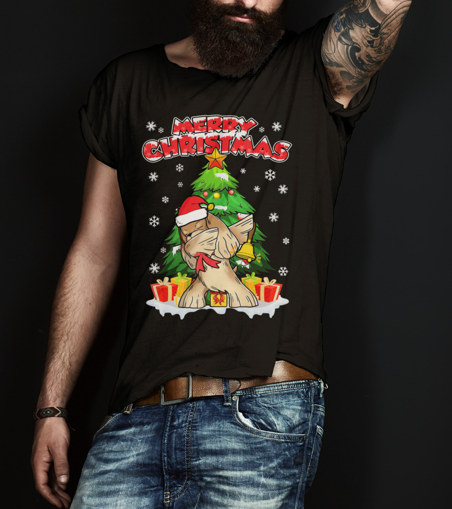 Merry Christmas Funny Dabbing Cocker Spaniel Holiday Tree Snowflakes Presents T-Shirt