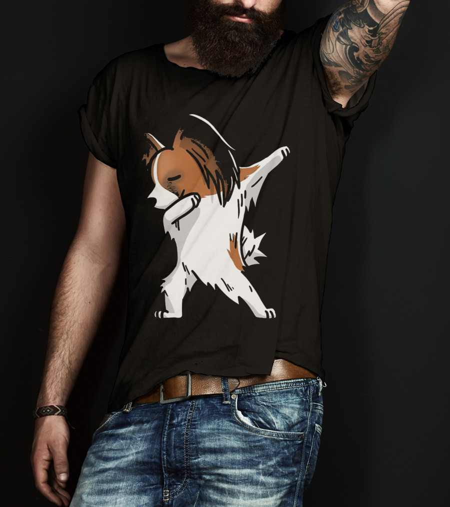 Funny Dancing Papillon Dog Birthday Celebration Party T-Shirt