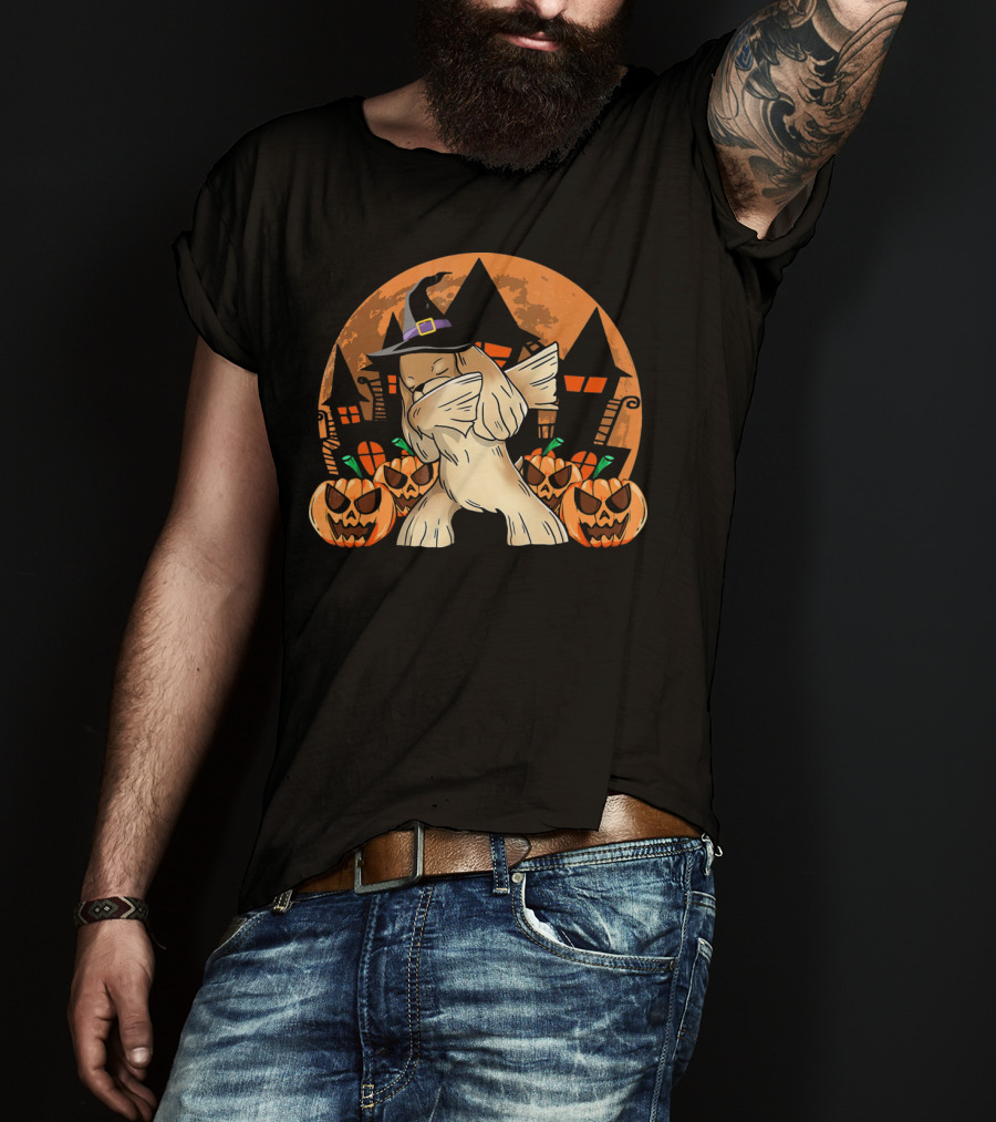 Halloween Dabbing Cocker Spaniel With Witch Hat And Jack-O'-Lanterns T-Shirt