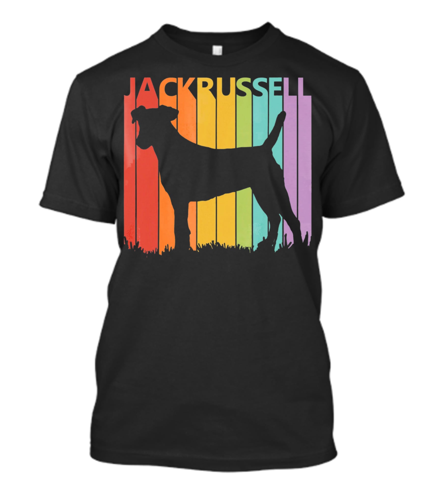 Jack Russell Silhouette Rainbow Stripes T-Shirt