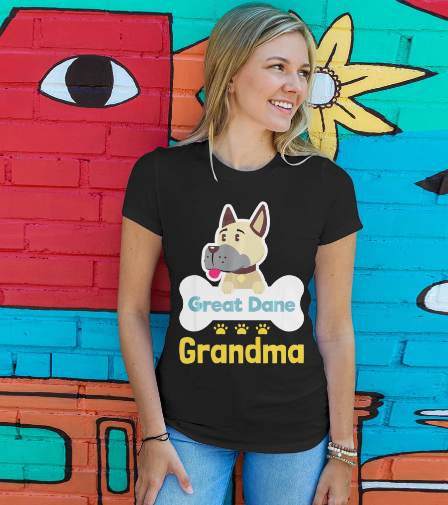 Great Dane Grandma Dog Bone With Paw Prints T-Shirt
