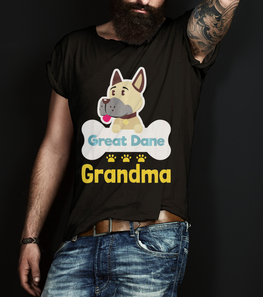 Great Dane Grandma Dog Bone With Paw Prints T-Shirt