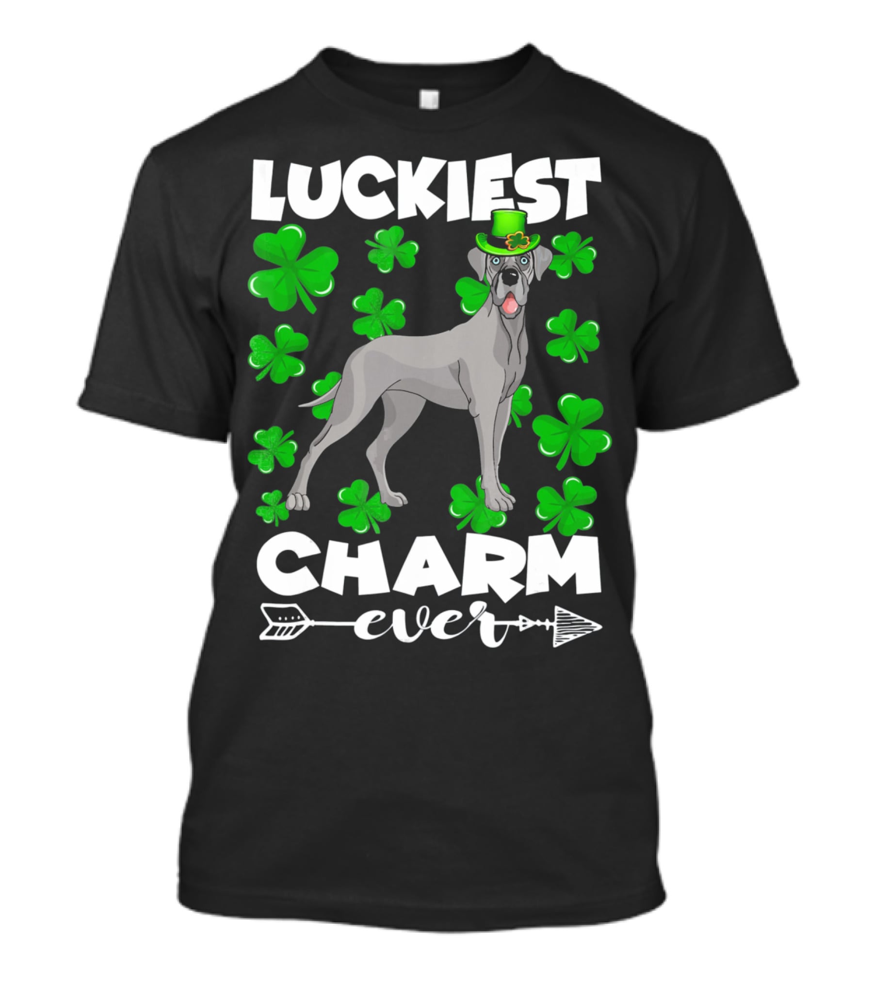 Luckiest Charm Ever Great Dane Shamrocks Hat T-Shirt