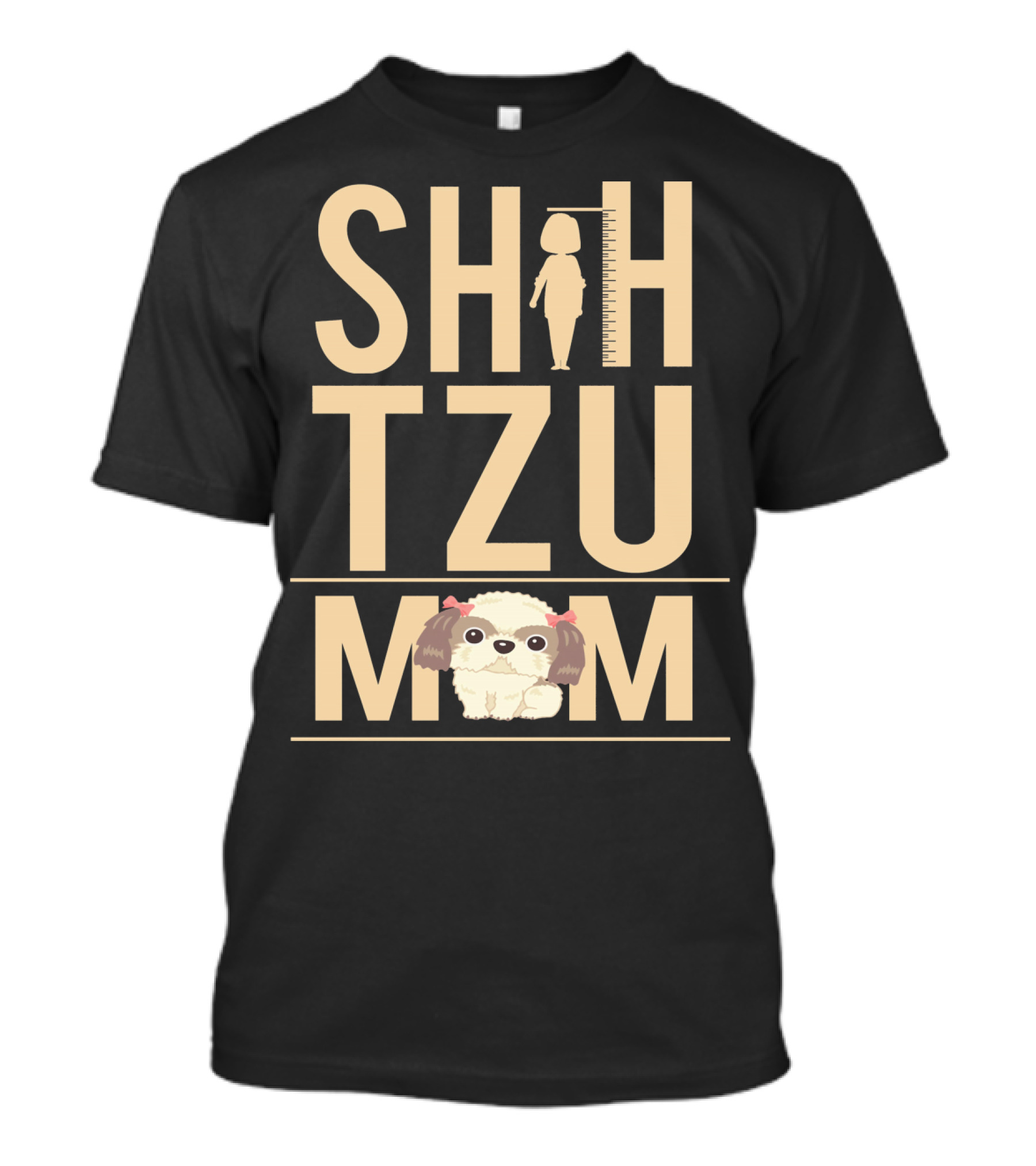 Shih Tzu Mom With Silhouette And Cute Shih Tzu Puppy T-Shirt