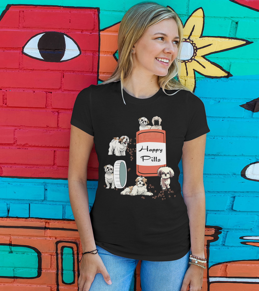 Happy Pills Shih Tzu Dog Cute Canine Fun Playful Puppy T-Shirt