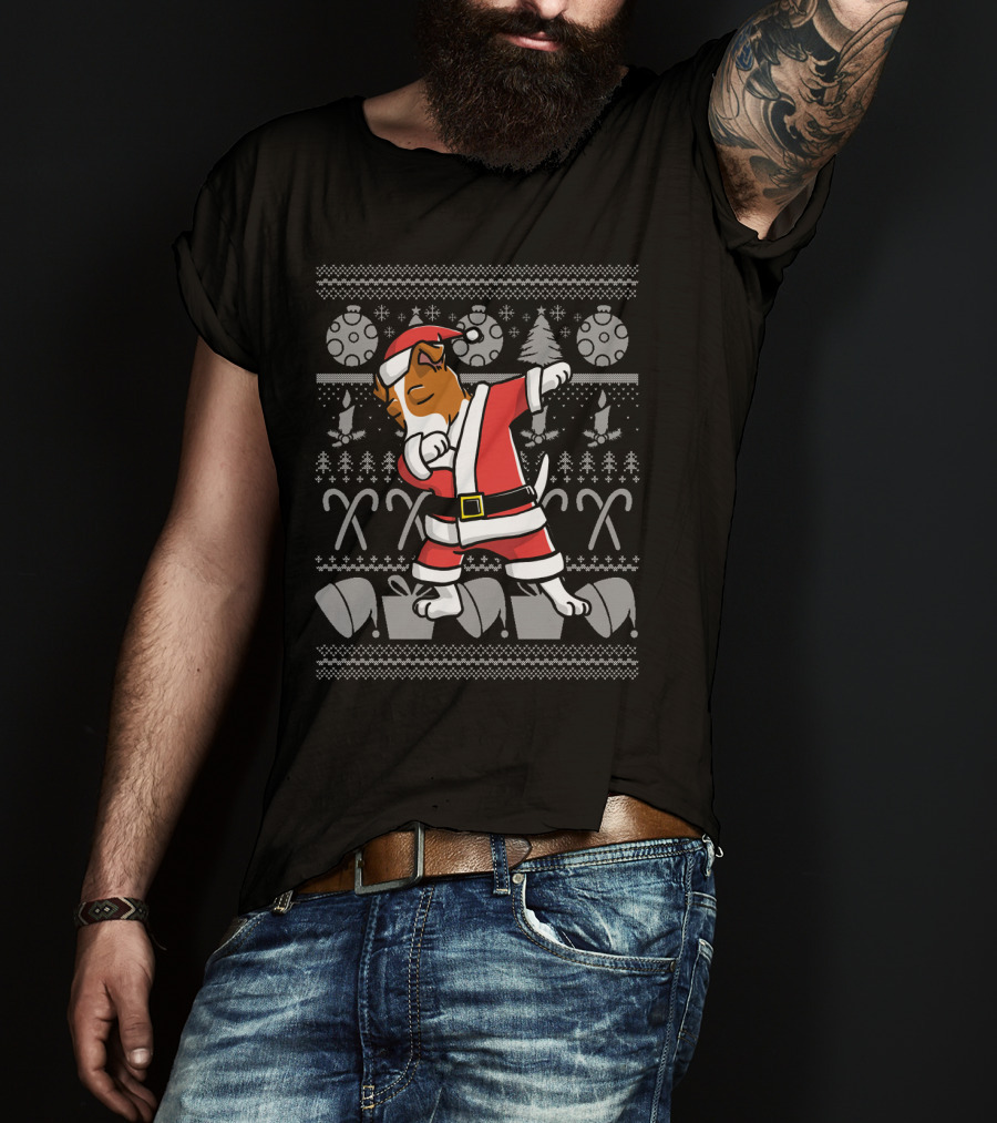 Jack Russell Terrier Dabbing Santa Dog Christmas T-Shirt