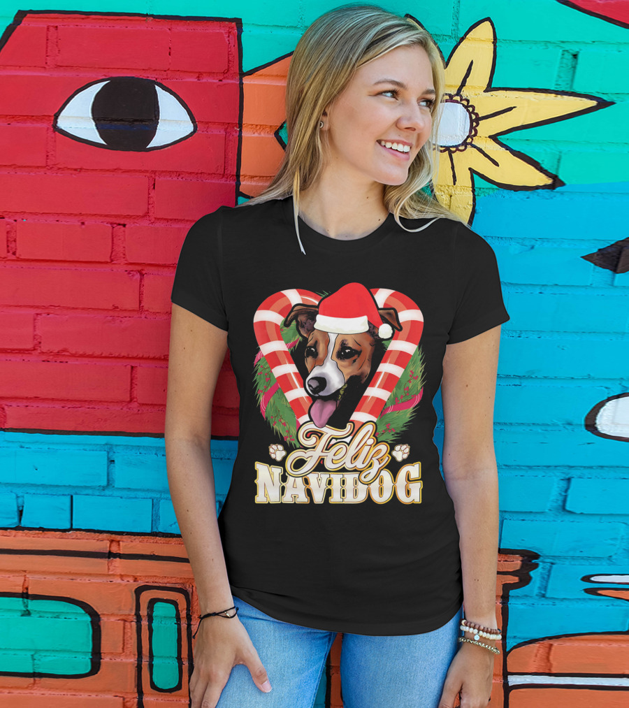 Feliz Navidog Jack Russell Terrier Santa Claus T-Shirt