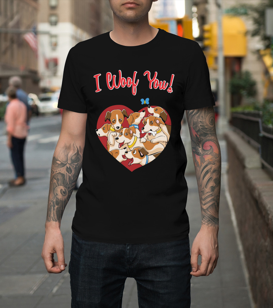 I Woof You Jack Russell Terrier Valentines Day Heart Puppies T-Shirt