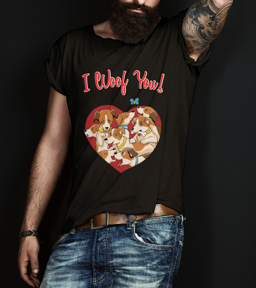I Woof You Jack Russell Terrier Valentines Day Heart Puppies T-Shirt