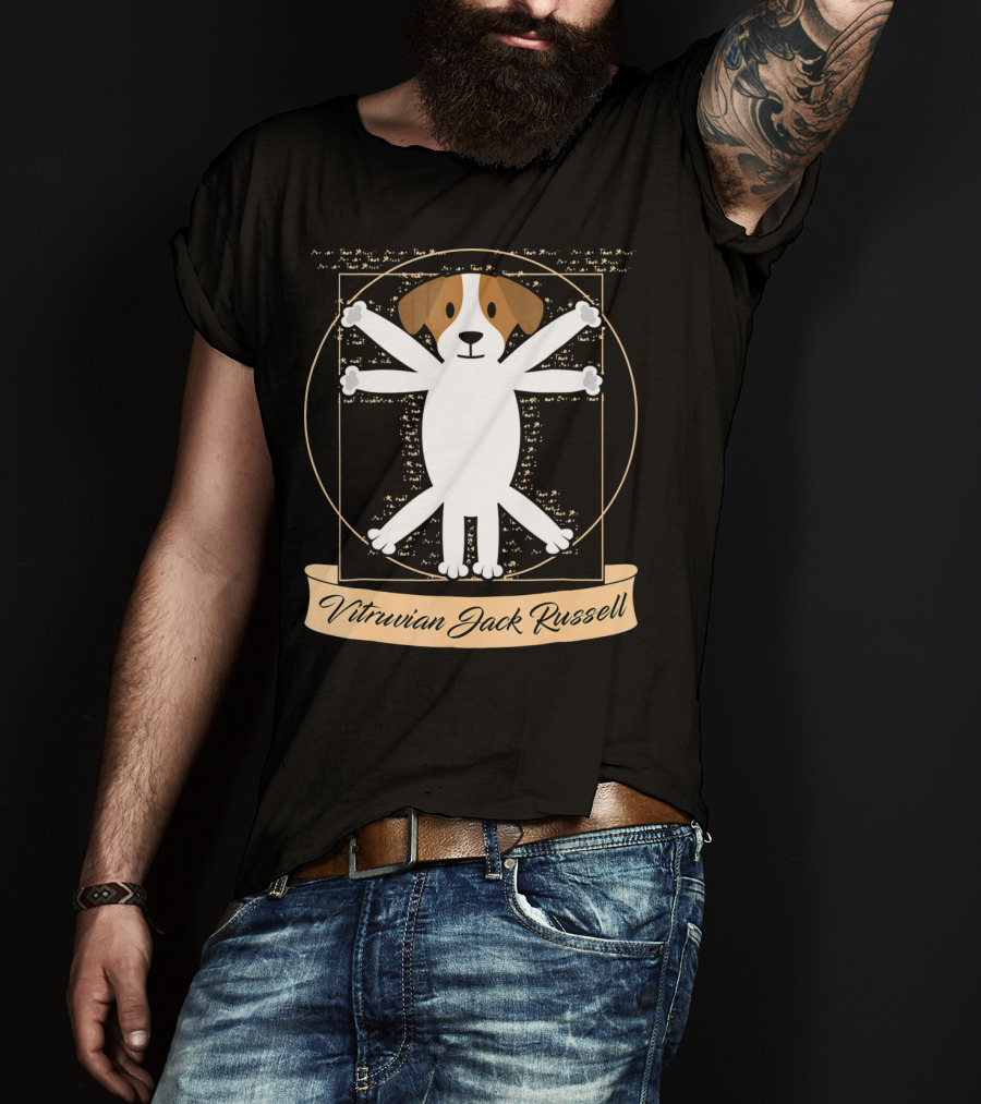 Vitruvian Jack Russell Terrier Man Dog T-Shirt