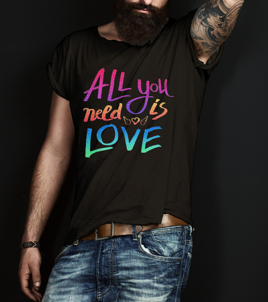 All You Need Is Love Rainbow Wings Heart T-Shirt