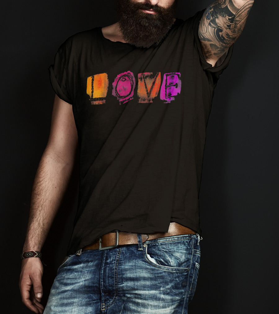 Love Colorful Watercolor Block Style Vibrant Letters T-Shirt
