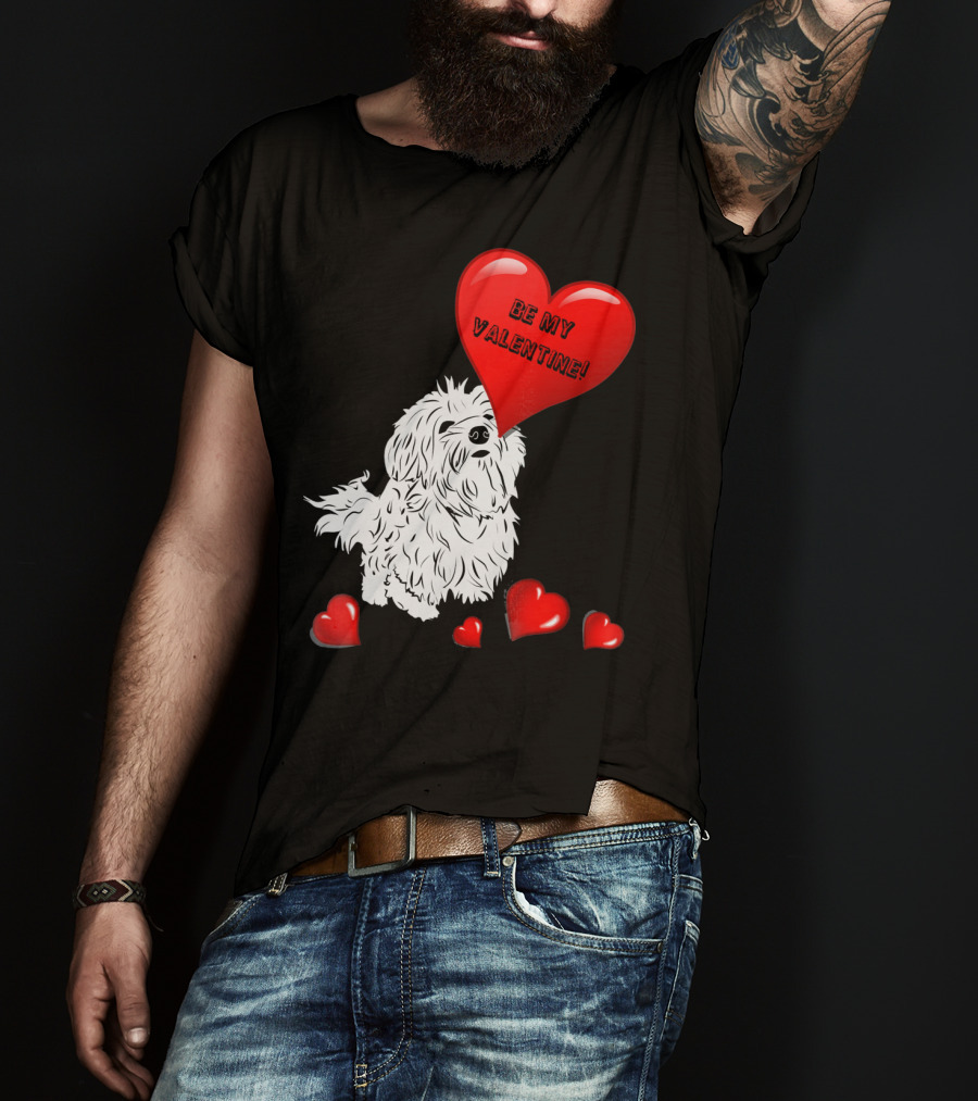 Be My Valentine Maltese Dogs In Love With Red Hearts T-Shirt