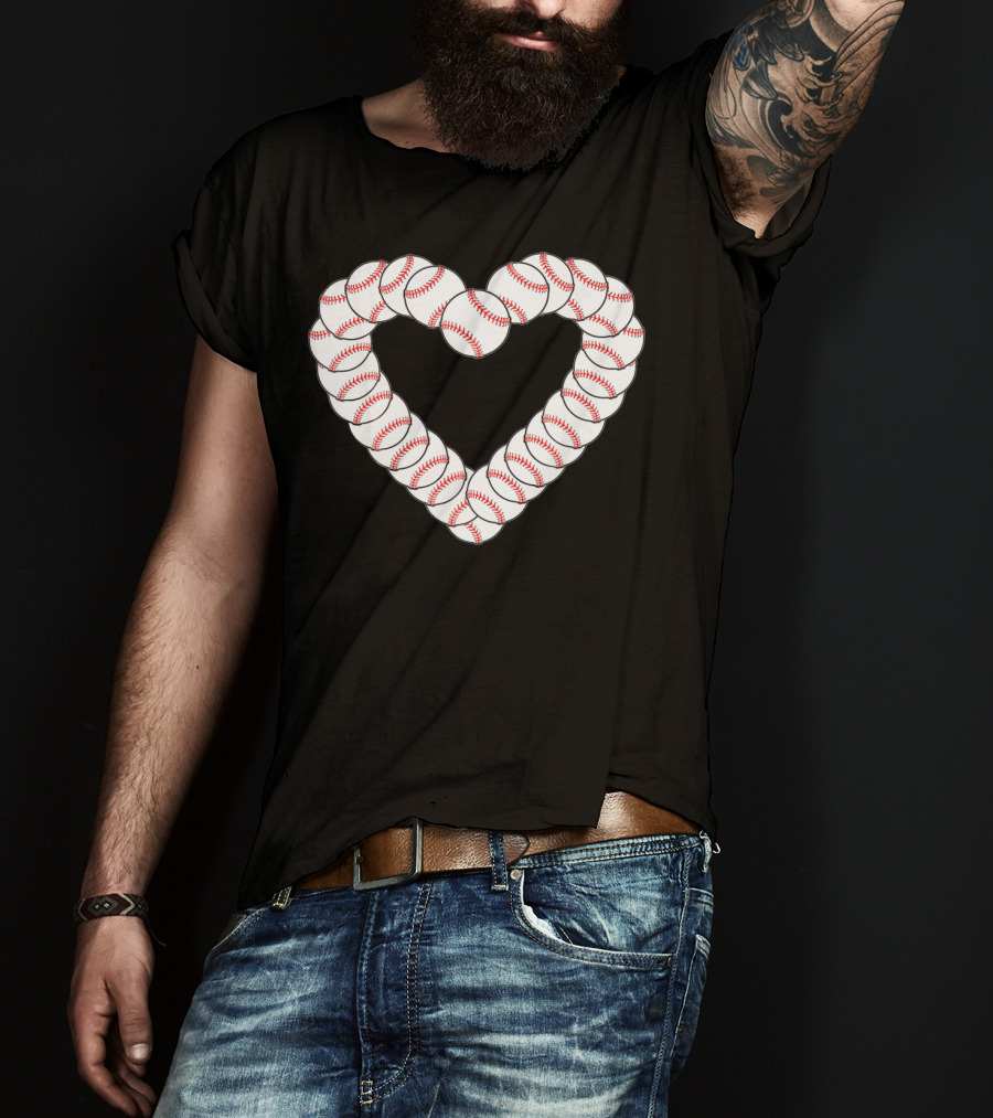 Baseball Heartbeat Valentine Heart With Baseballs T-Shirt