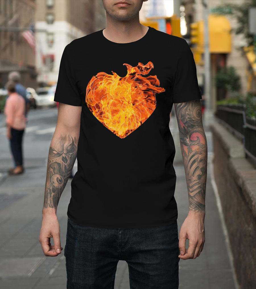 Valentines Day Big Heart Of Fire T-Shirt