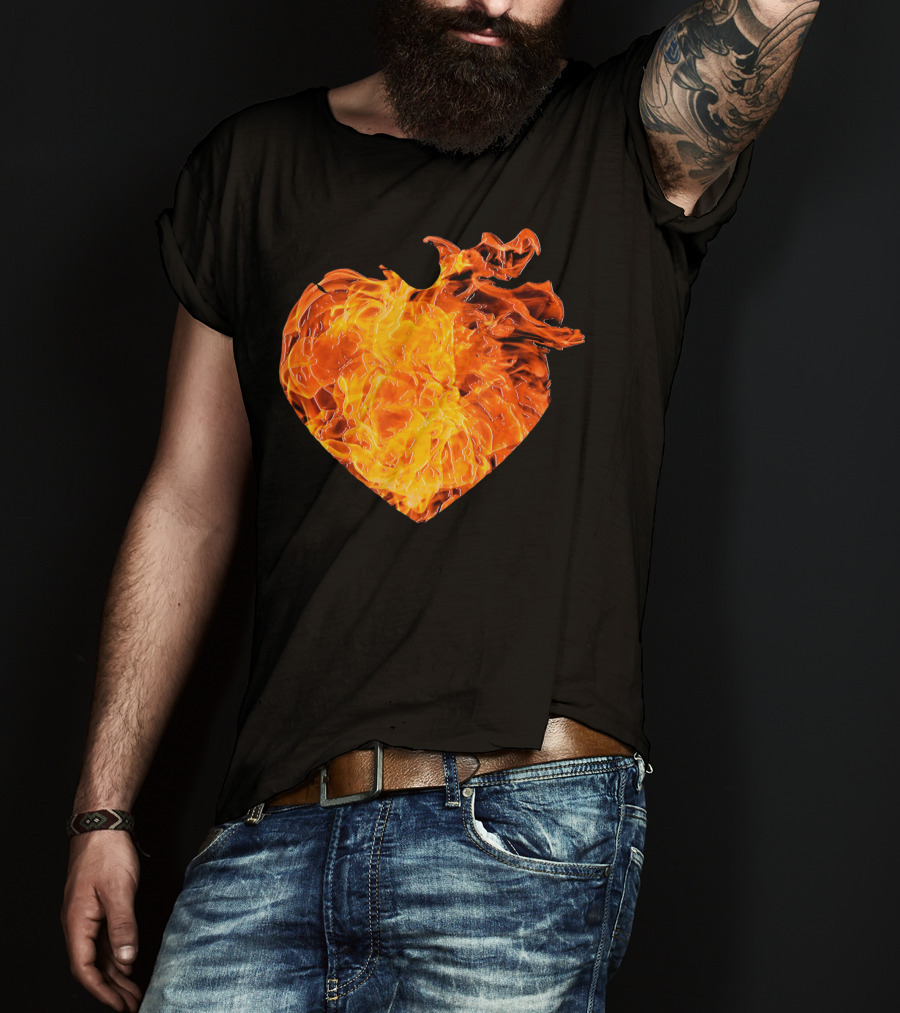 Valentines Day Big Heart Of Fire T-Shirt