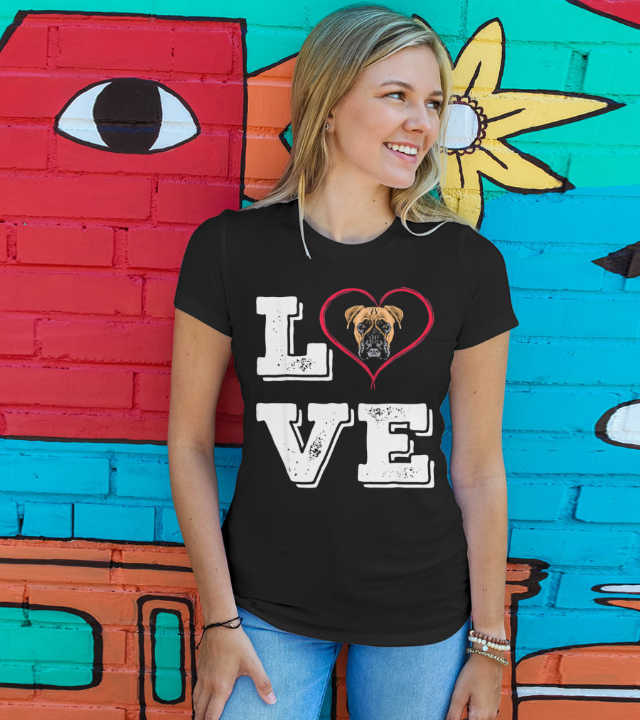 Boxer Dog Love Heart Va Dog Mom T-Shirt