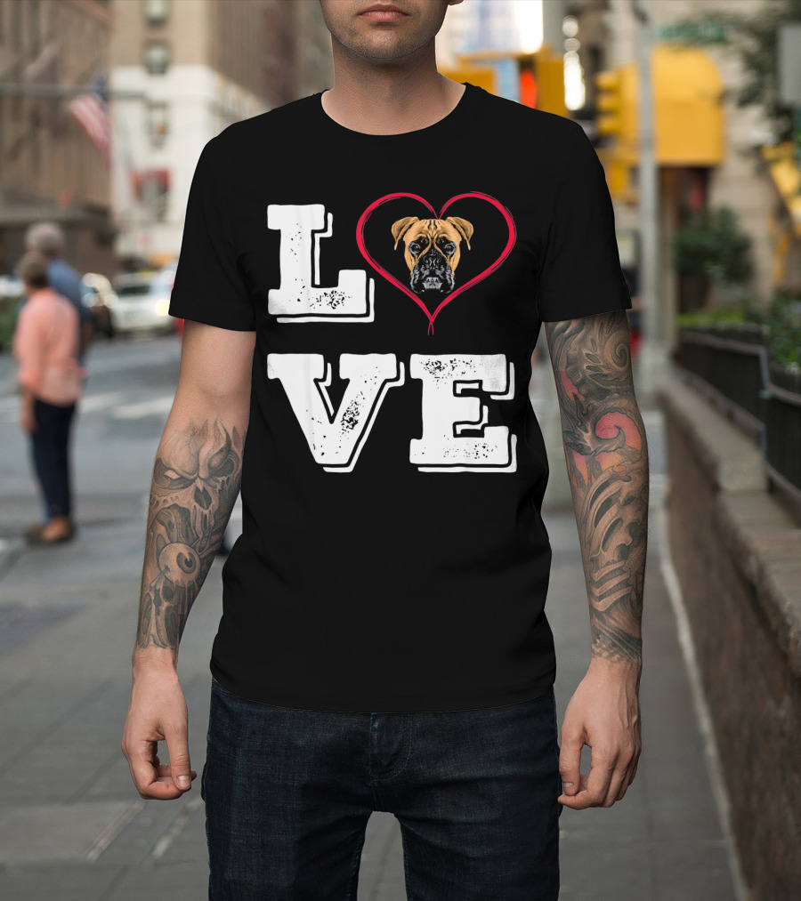 Boxer Dog Love Heart Va Dog Mom T-Shirt
