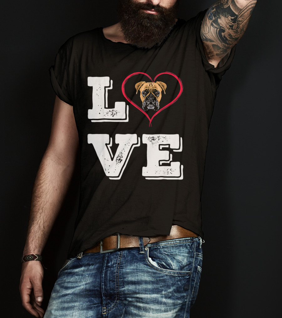 Boxer Dog Love Heart Va Dog Mom T-Shirt