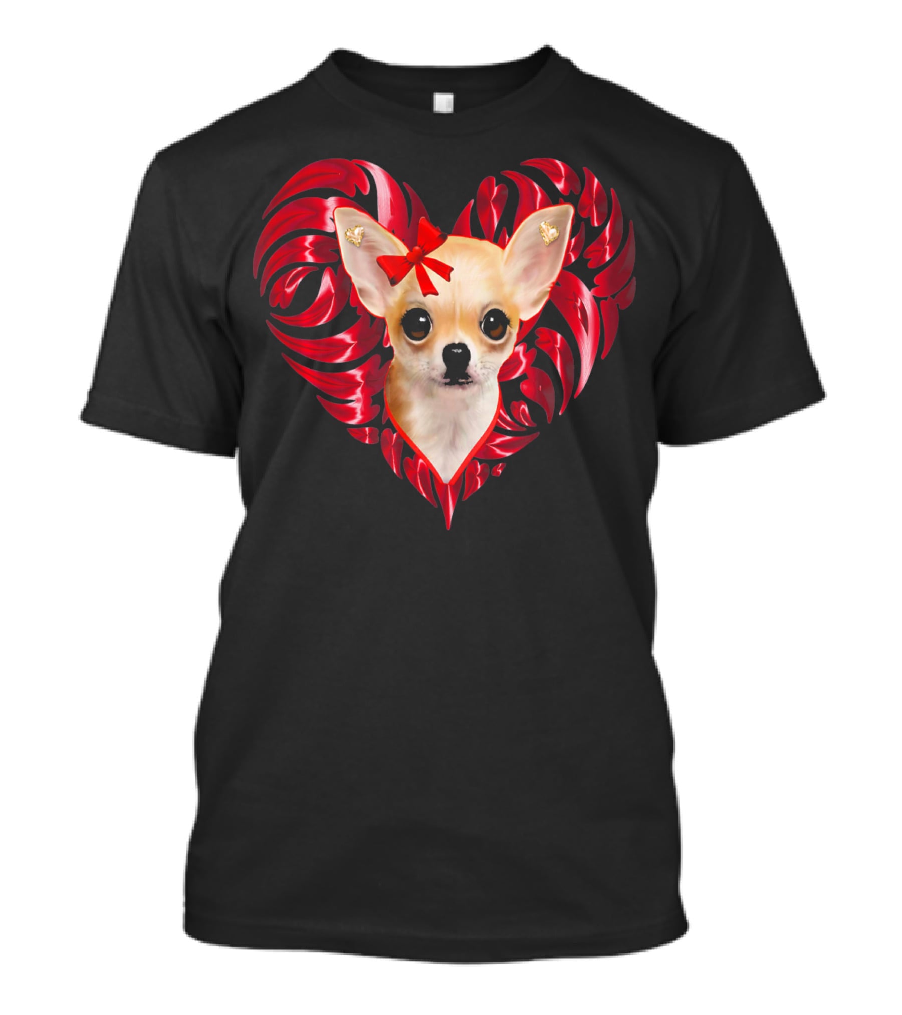 Chihuahua Dog Valentine Heart With Bow And Swirls T-Shirt