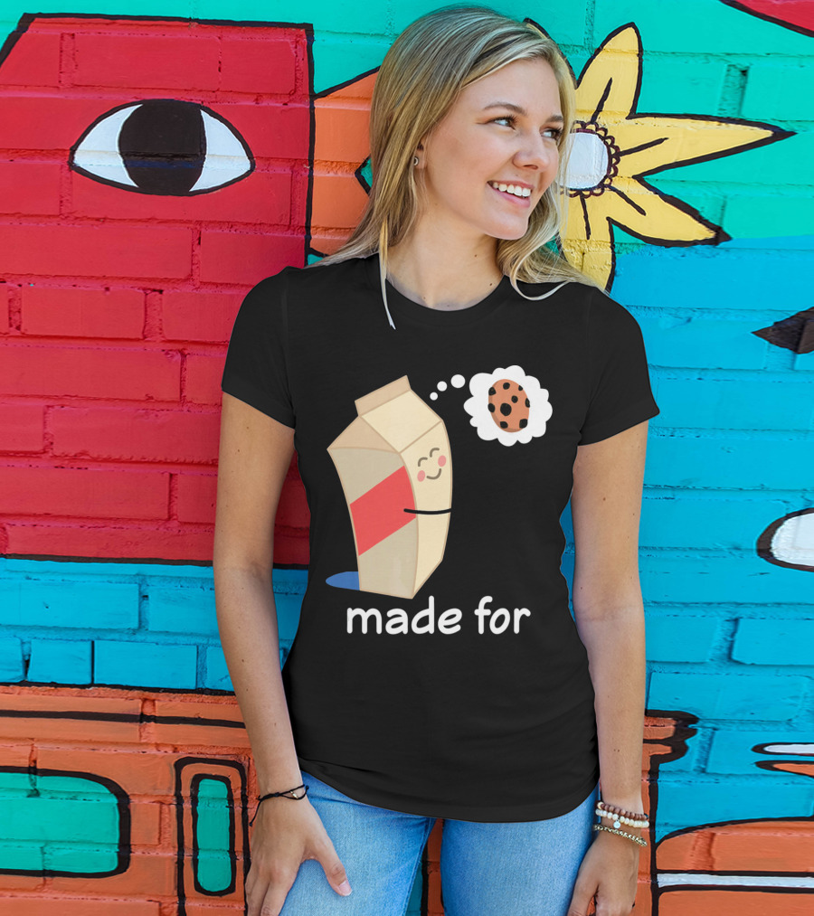 Couples Valentines Day Matching Made For Milk And Cookie T-Shirt