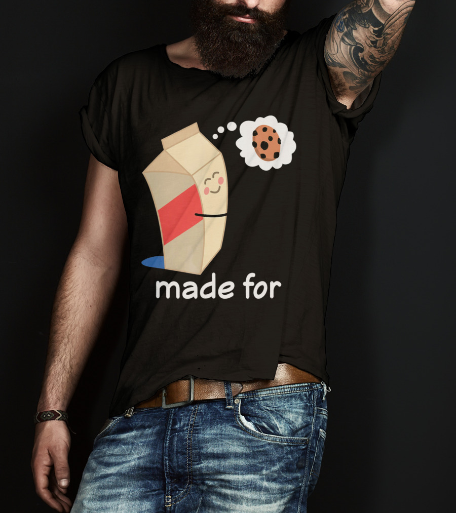 Couples Valentines Day Matching Made For Milk And Cookie T-Shirt