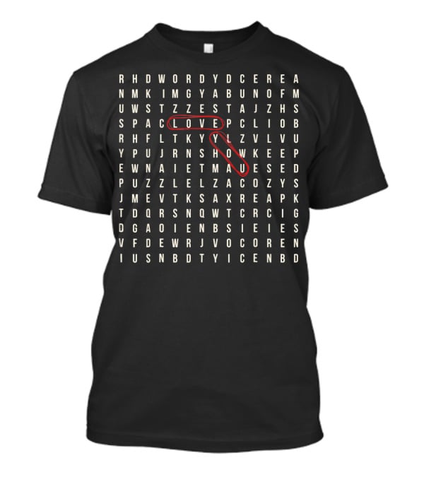 Crossword Puzzle LOVE YOU Romantic Valentine College T-Shirt