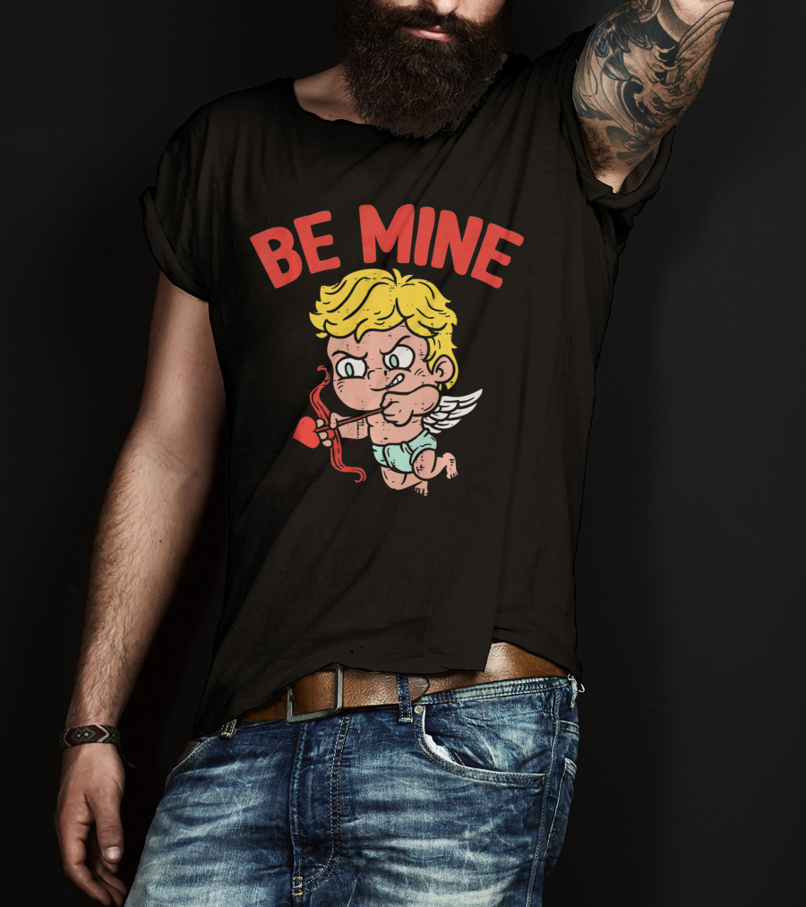 Be Mine Funny Valentine's Day Cupid With Bow And Heart Arrow T-Shirt