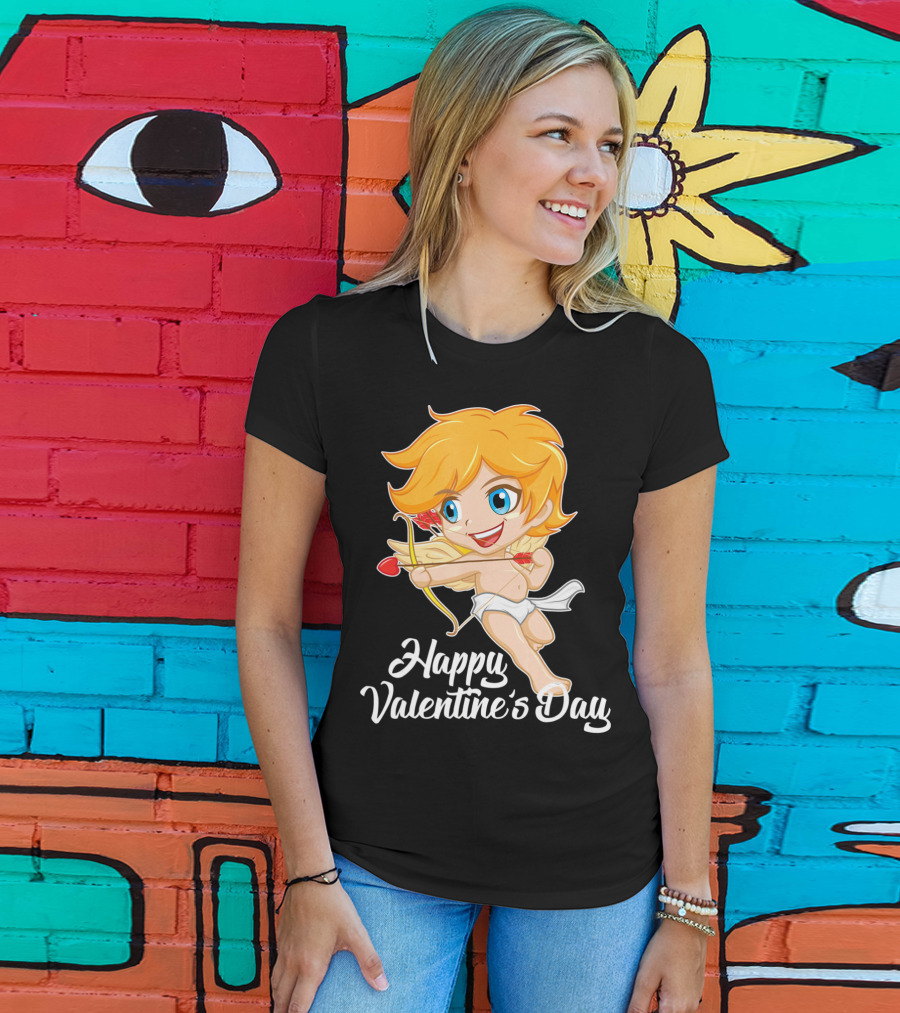 Happy Valentine's Day Cupid Bow And Heart Arrow T-Shirt