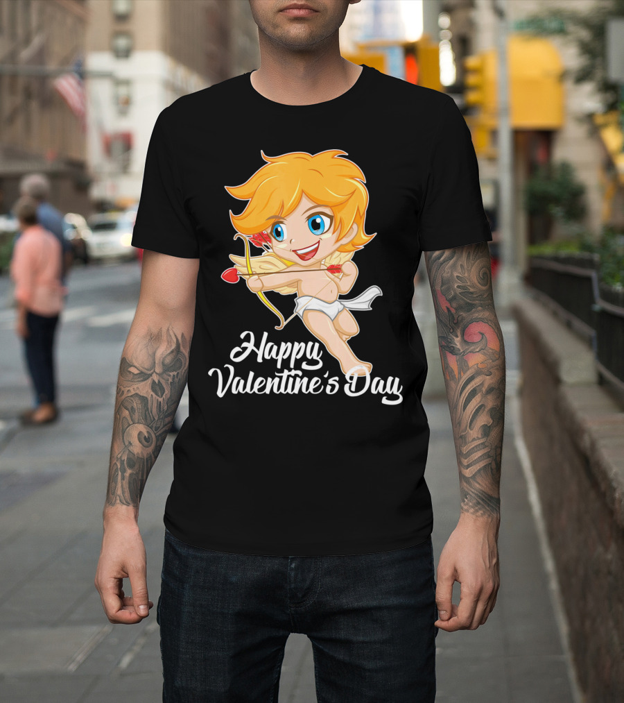 Happy Valentine's Day Cupid Bow And Heart Arrow T-Shirt