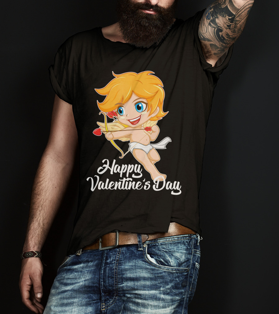 Happy Valentine's Day Cupid Bow And Heart Arrow T-Shirt